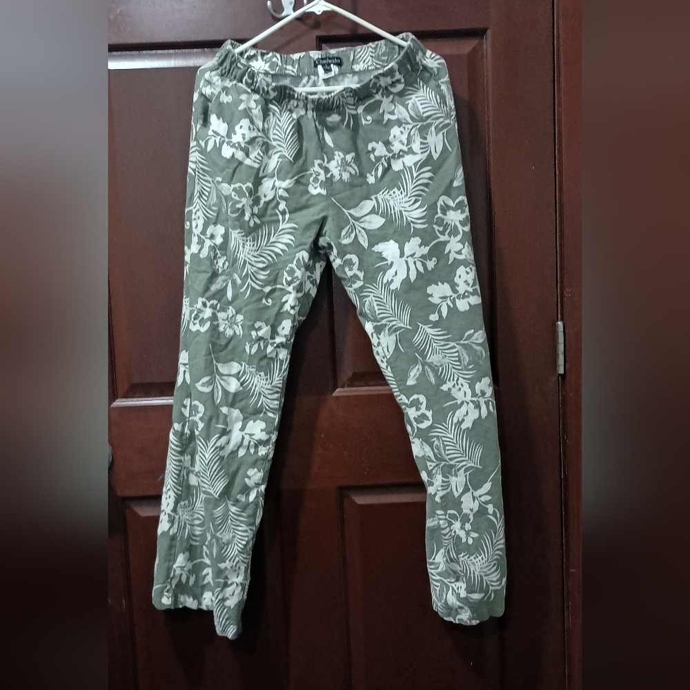 Chadwicks Green Floral Straight Leg Pants